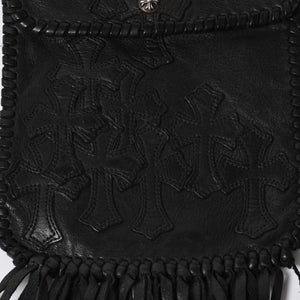 CHROME HEARTS クロムハーツ FLAT HIPPIE W/FRINGE フラットヒッピー フリンジ ショルダーバッグ セメタリークロスパッチ 美品 中古 4a006163