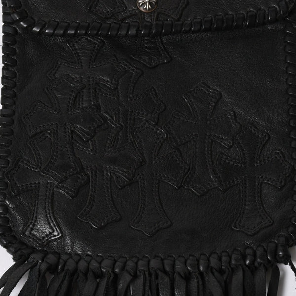 CHROME HEARTS クロムハーツ FLAT HIPPIE W/FRINGE フラットヒッピー フリンジ ショルダーバッグ セメタリークロスパッチ 美品 中古 4a006163