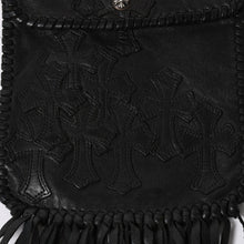 画像をギャラリービューアに読み込む, CHROME HEARTS クロムハーツ FLAT HIPPIE W/FRINGE フラットヒッピー フリンジ ショルダーバッグ セメタリークロスパッチ 美品 中古 4a006163