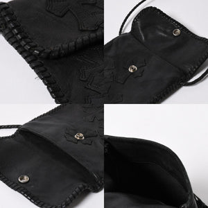CHROME HEARTS クロムハーツ FLAT HIPPIE W/FRINGE フラットヒッピー フリンジ ショルダーバッグ セメタリークロスパッチ 美品 中古 4a006163