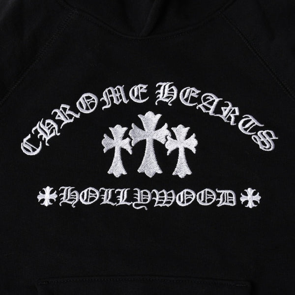 極美品 CHROME HEARTS クロムハーツ プルオーバーフーディー パーカー サイズ6Y キッズ セメタリークロス オールドイングリッシュ 中古 4a005511