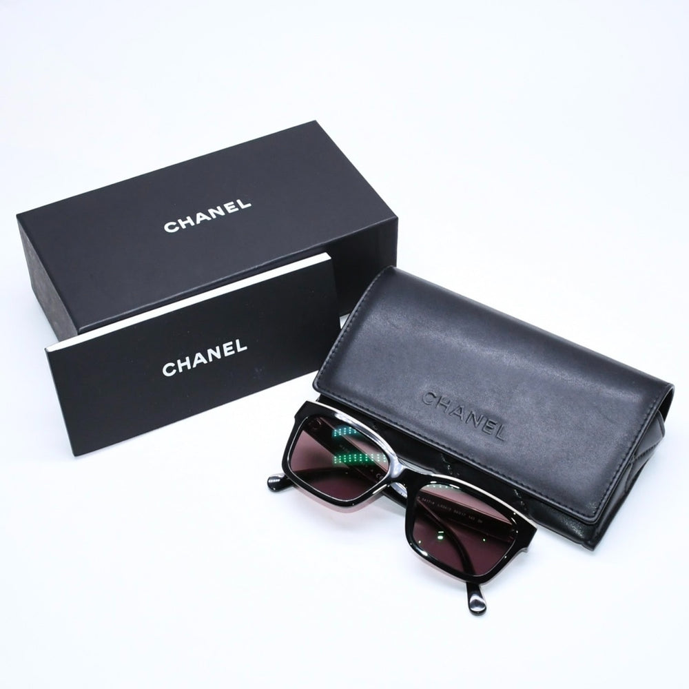 極美品 CHANEL シャネル サングラス アイウェア 5417-A c.534/3 サイズ54□17 140 ココマーク ブラック グレージュ 中古 4a006171