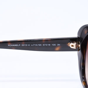 新品同様 CHANEL シャネル サングラス アイウェア 5312-A c.714/S5 サイズ57□18 135 ココマーク べっ甲カラー ブラウン 中古 4a006184