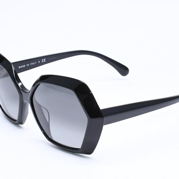極美品 CHANEL シャネル サングラス アイウェア 5367-A c.501/71 サイズ57□15 140 ココマーク ブラック ヘキサゴンフレーム 中古 4a006197