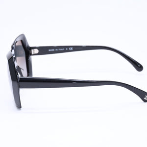 極美品 CHANEL シャネル サングラス アイウェア 5367-A c.501/71 サイズ57□15 140 ココマーク ブラック ヘキサゴンフレーム 中古 4a006197