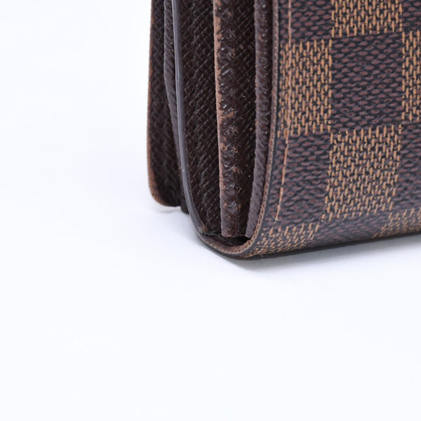 LOUIS VUITTON ルイヴィトン ポルトモネ ピエ トレゾール N61730 二つ折り財布 CA0058 ダミエエベヌキャンバス イニシャル入り 美品 中古 4a006178