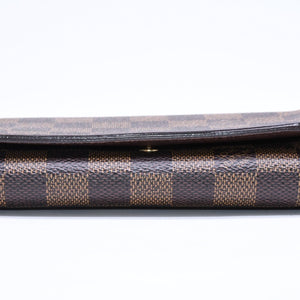 LOUIS VUITTON ルイヴィトン ポルトモネ ピエ トレゾール N61730 二つ折り財布 CA0058 ダミエエベヌキャンバス イニシャル入り 美品 中古 4a006178