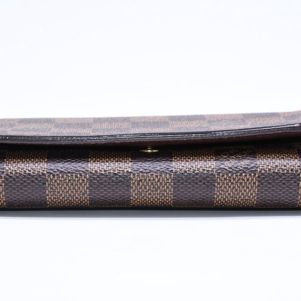 LOUIS VUITTON ルイヴィトン ポルトモネ ピエ トレゾール N61730 二つ折り財布 CA0058 ダミエエベヌキャンバス イニシャル入り 美品 中古 4a006178