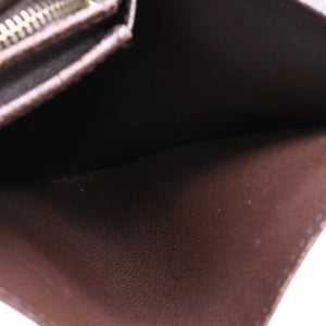 LOUIS VUITTON ルイヴィトン ポルトモネ ピエ トレゾール N61730 二つ折り財布 CA0058 ダミエエベヌキャンバス イニシャル入り 美品 中古 4a006178