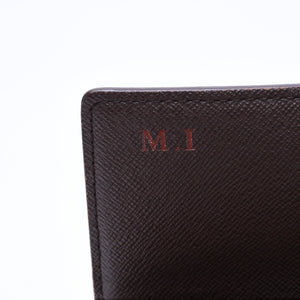 LOUIS VUITTON ルイヴィトン ポルトモネ ピエ トレゾール N61730 二つ折り財布 CA0058 ダミエエベヌキャンバス イニシャル入り 美品 中古 4a006178