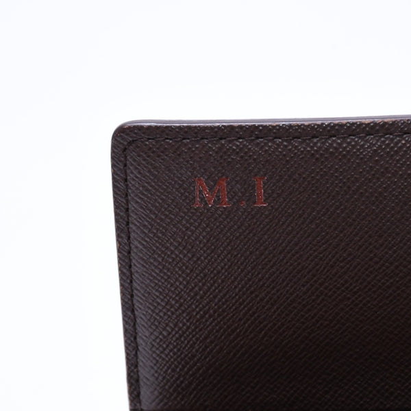 LOUIS VUITTON ルイヴィトン ポルトモネ ピエ トレゾール N61730 二つ折り財布 CA0058 ダミエエベヌキャンバス イニシャル入り 美品 中古 4a006178