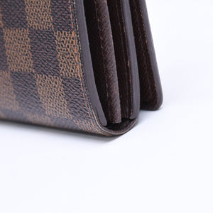LOUIS VUITTON ルイヴィトン ポルトモネ ピエ トレゾール N61730 二つ折り財布 CA0058 ダミエエベヌキャンバス イニシャル入り 美品 中古 4a006178