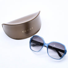 画像をギャラリービューアに読み込む, GUCCI グッチ スクエア バタフライ型サングラス GG3538/S アイウェア クリアブルー ダブルGロゴ グラデーションレンズ シルバー金具 美品 中古 4a006194