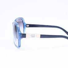 画像をギャラリービューアに読み込む, GUCCI グッチ スクエア バタフライ型サングラス GG3538/S アイウェア クリアブルー ダブルGロゴ グラデーションレンズ シルバー金具 美品 中古 4a006194