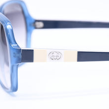 画像をギャラリービューアに読み込む, GUCCI グッチ スクエア バタフライ型サングラス GG3538/S アイウェア クリアブルー ダブルGロゴ グラデーションレンズ シルバー金具 美品 中古 4a006194