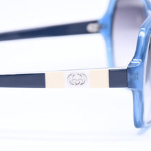 画像をギャラリービューアに読み込む, GUCCI グッチ スクエア バタフライ型サングラス GG3538/S アイウェア クリアブルー ダブルGロゴ グラデーションレンズ シルバー金具 美品 中古 4a006194