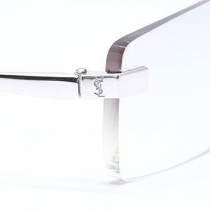 極美品 YVES SAINT LAURENT イヴ サンローラン 度入り眼鏡 メガネ YSL2054/S YB7 サイズ54□16 140 シルバー 中古 4a006169