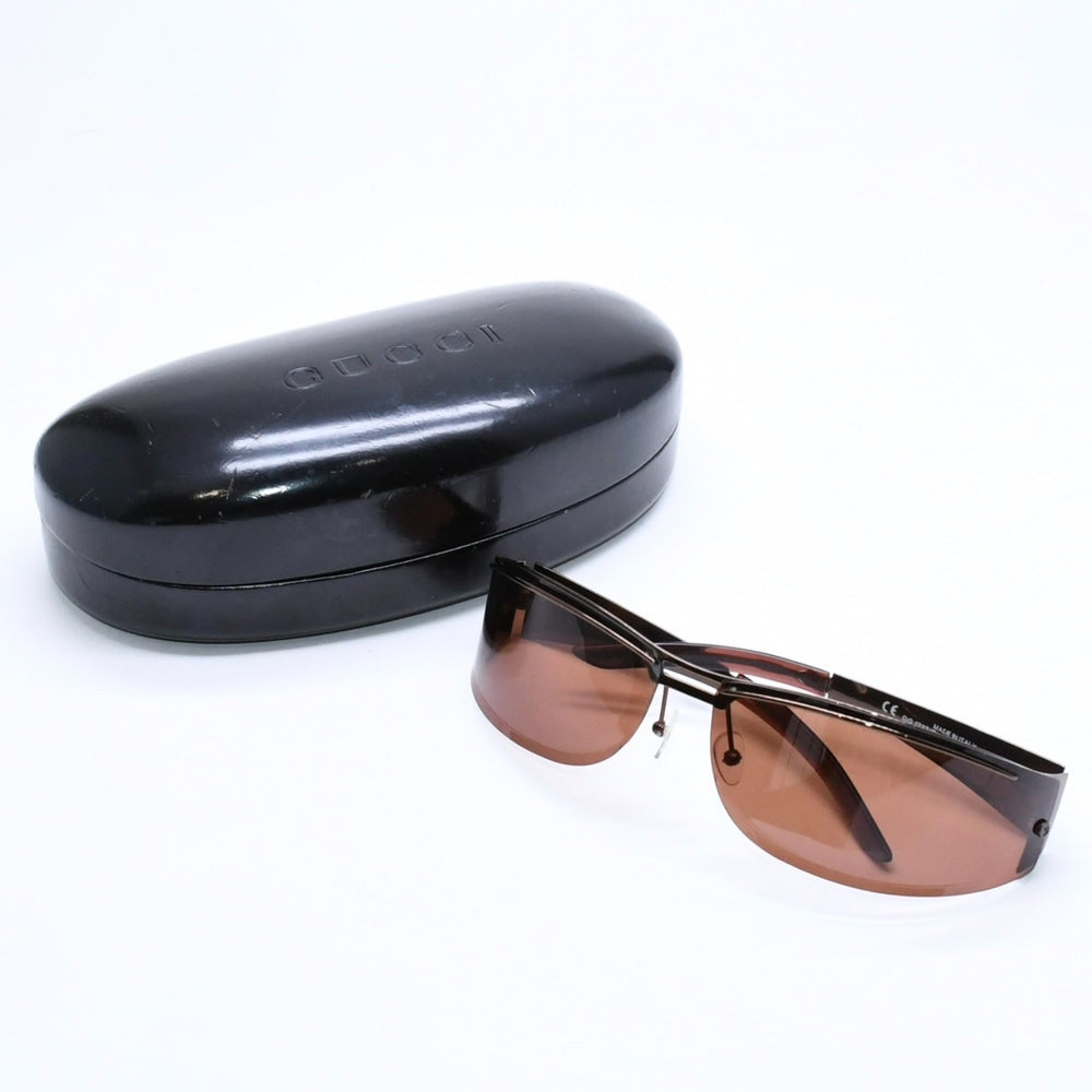 GUCCI グッチ シールド サングラス アイウェア GG1727/S 6N8 サイズ73□12 115 ブラウン メタル 美品 中古 4a006186