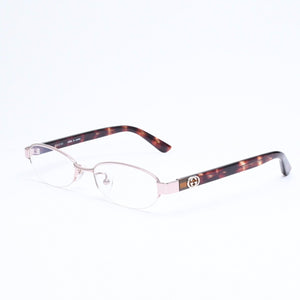極美品 GUCCI グッチ ハーフリム 度入り眼鏡 メガネ GG-9679J B2E サイズ50□17-135 べっ甲カラー ブラウン 中古 4a006168