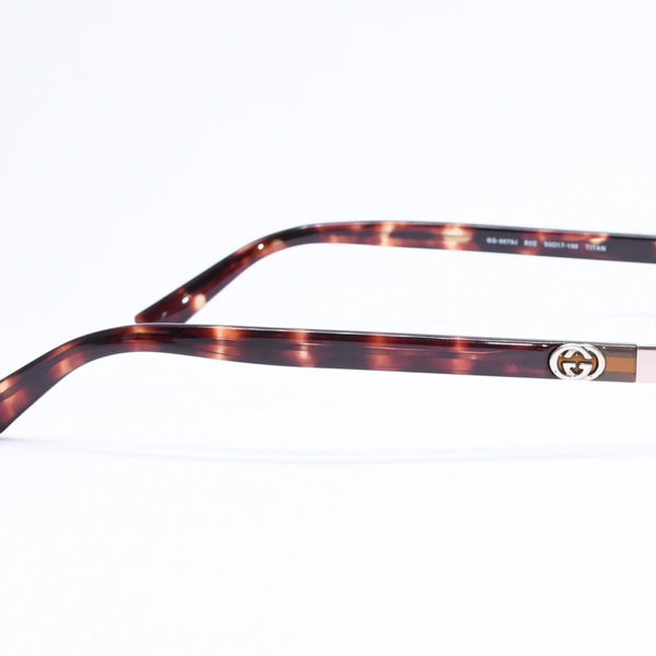 極美品 GUCCI グッチ ハーフリム 度入り眼鏡 メガネ GG-9679J B2E サイズ50□17-135 べっ甲カラー ブラウン 中古 4a006168