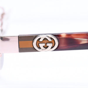 極美品 GUCCI グッチ ハーフリム 度入り眼鏡 メガネ GG-9679J B2E サイズ50□17-135 べっ甲カラー ブラウン 中古 4a006168