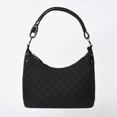 極美品 GUCCI グッチ ワンショルダーバッグ ハンドバッグ 115002 イタリア製 GGキャンバス レザー メタルブラック金具 中古 4a006215