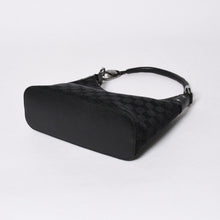 Load the image into the gallery viewer. 極美品 GUCCI グッチ ワンショルダーバッグ ハンドバッグ 115002 イタリア製 GGキャンバス レザー メタルブラック金具 中古 4a006215