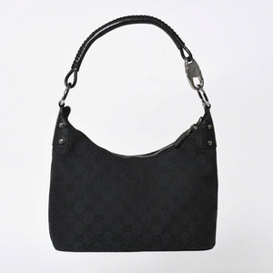 極美品 GUCCI グッチ ワンショルダーバッグ ハンドバッグ 115002 イタリア製 GGキャンバス レザー メタルブラック金具 中古 4a006215