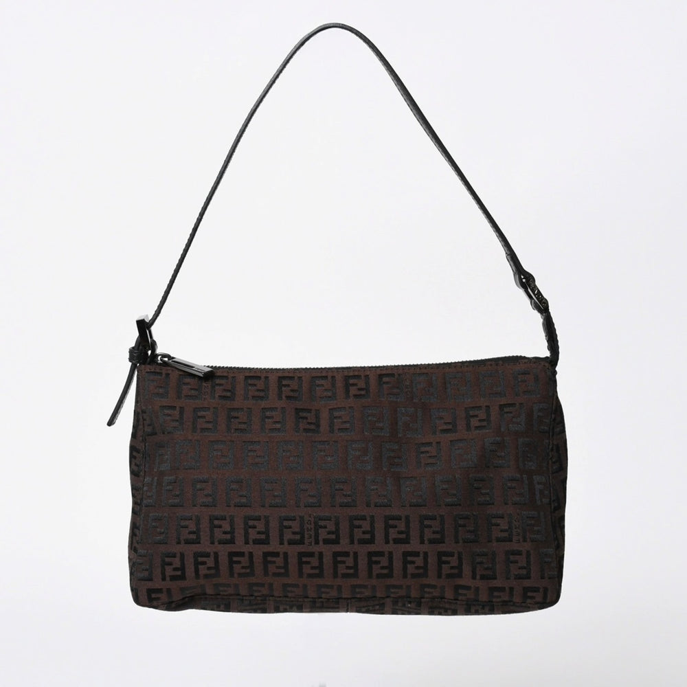 極美品 FENDI フェンディ ショルダーバッグ ズッキーノ 2241-8BR267JQ5-039 ブラウン シルバー金具 中古 4a006227
