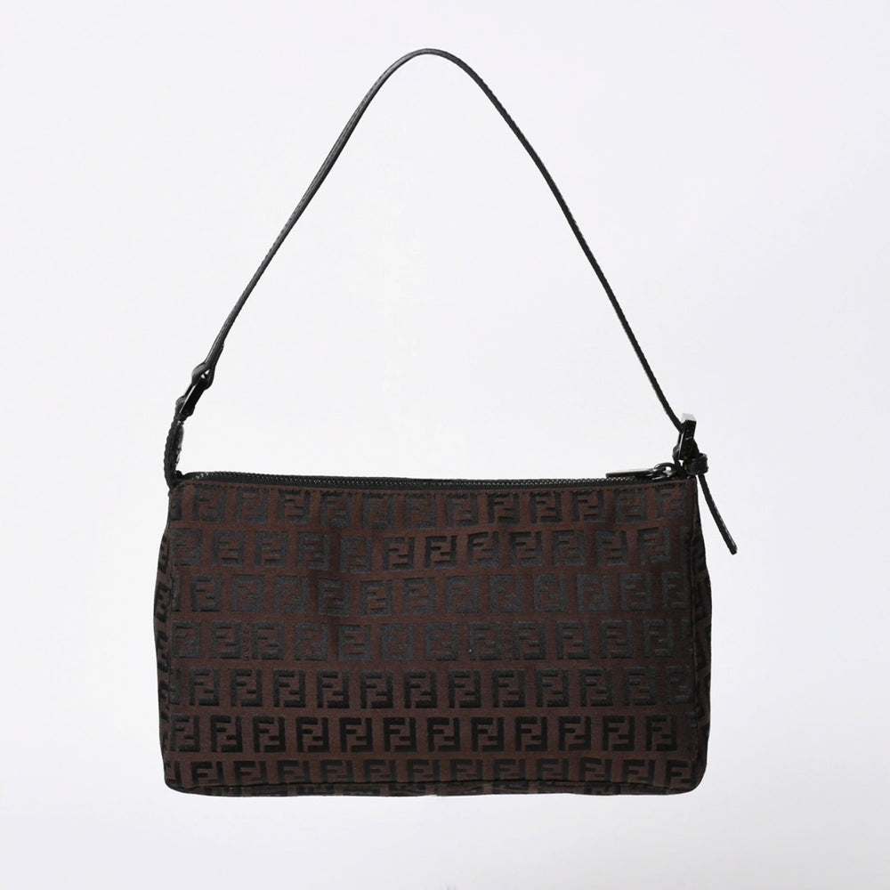 極美品 FENDI フェンディ ショルダーバッグ ズッキーノ 2241-8BR267JQ5-039 ブラウン シルバー金具 中古 4a006227