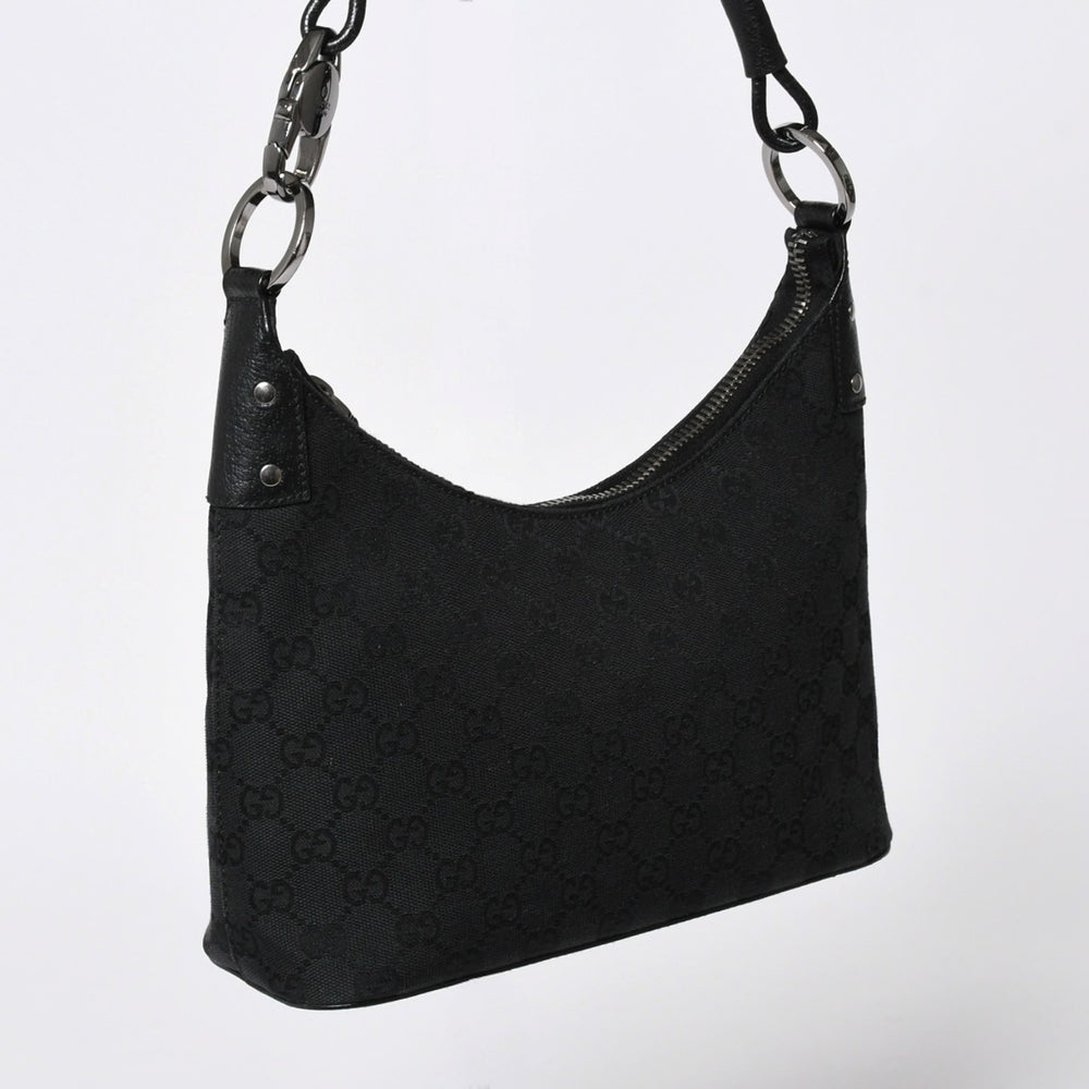 極美品 GUCCI グッチ ワンショルダーバッグ ハンドバッグ 115002 イタリア製 GGキャンバス レザー メタルブラック金具 中古 4a006215