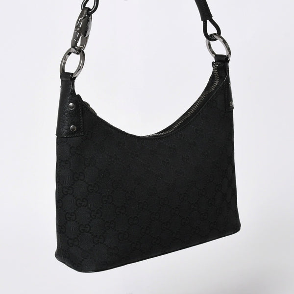 極美品 GUCCI グッチ ワンショルダーバッグ ハンドバッグ 115002 イタリア製 GGキャンバス レザー メタルブラック金具 中古 4a006215