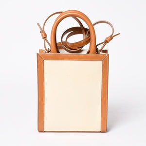 CELINE セリーヌ ミニバーティカルカバ 2WAYショルダーバッグ 193302BNZ.02NT コットンキャンバス レザー ベージュ 美品 中古 4a006230