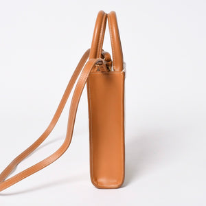 CELINE セリーヌ ミニバーティカルカバ 2WAYショルダーバッグ 193302BNZ.02NT コットンキャンバス レザー ベージュ 美品 中古 4a006230