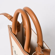 Load the image into the gallery viewer. CELINE セリーヌ ミニバーティカルカバ 2WAYショルダーバッグ 193302BNZ.02NT コットンキャンバス レザー ベージュ 美品 中古 4a006230