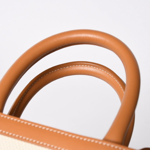 CELINE セリーヌ ミニバーティカルカバ 2WAYショルダーバッグ 193302BNZ.02NT コットンキャンバス レザー ベージュ 美品 中古 4a006230