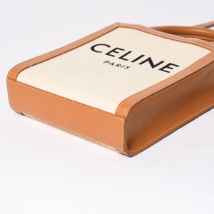 CELINE セリーヌ ミニバーティカルカバ 2WAYショルダーバッグ 193302BNZ.02NT コットンキャンバス レザー ベージュ 美品 中古 4a006230