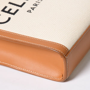 CELINE セリーヌ ミニバーティカルカバ 2WAYショルダーバッグ 193302BNZ.02NT コットンキャンバス レザー ベージュ 美品 中古 4a006230