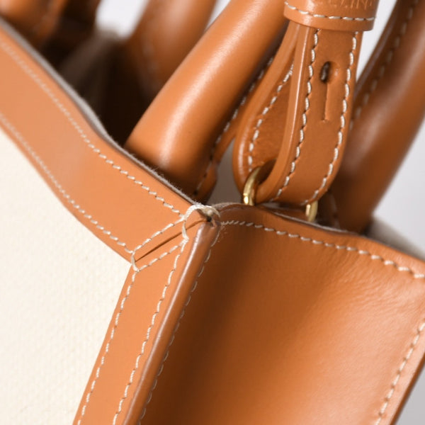 CELINE セリーヌ ミニバーティカルカバ 2WAYショルダーバッグ 193302BNZ.02NT コットンキャンバス レザー ベージュ 美品 中古 4a006230