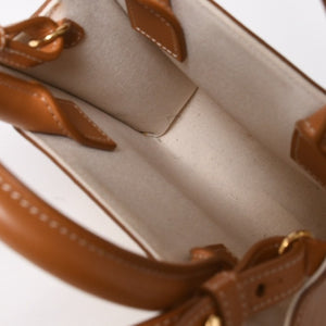 CELINE セリーヌ ミニバーティカルカバ 2WAYショルダーバッグ 193302BNZ.02NT コットンキャンバス レザー ベージュ 美品 中古 4a006230