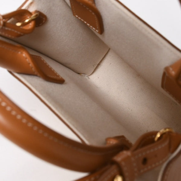 CELINE セリーヌ ミニバーティカルカバ 2WAYショルダーバッグ 193302BNZ.02NT コットンキャンバス レザー ベージュ 美品 中古 4a006230