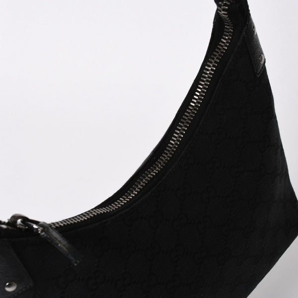 極美品 GUCCI グッチ ワンショルダーバッグ ハンドバッグ 115002 イタリア製 GGキャンバス レザー メタルブラック金具 中古 4a006215