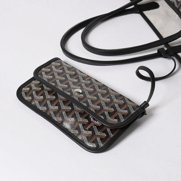 新品同様品 GOYARD ゴヤール サンルイPM バッグ トートバッグ STLCROPMLTY01CL01P ブラック PVC レザー 中古 4a006428