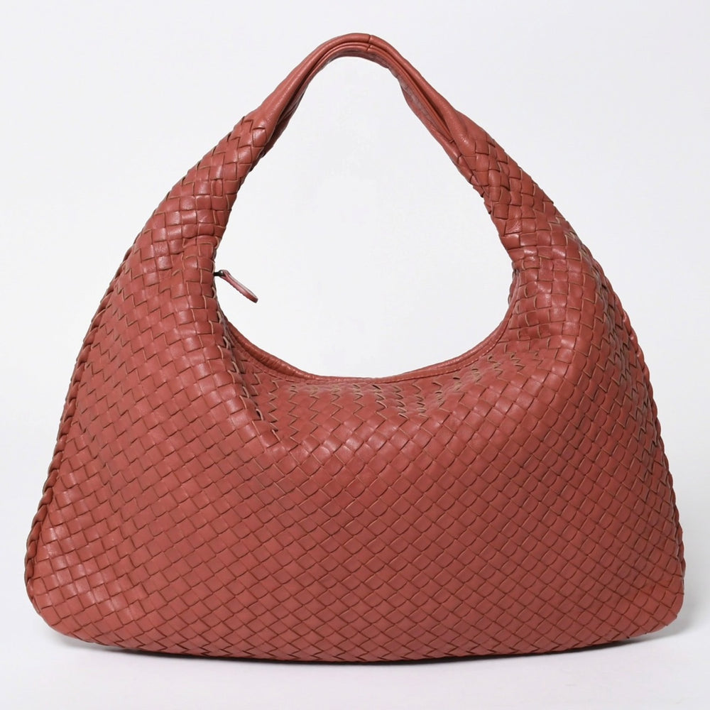 極美品 BOTTEGA VENETA ボッテガヴェネタ イントレチャート ホーボー ハンドバッグ ショルダーバッグ ピンク レザー 中古 4a006224