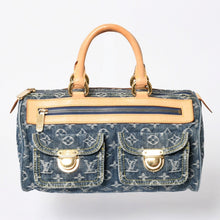 Load the image into the gallery viewer. 新品同様 LOUIS VUITTON ルイヴィトン ネオスピーディ ハンドバッグ M95019 モノグラム デニム インディゴブルー ゴールド金具 中古 4a006512