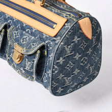 Load the image into the gallery viewer. 新品同様 LOUIS VUITTON ルイヴィトン ネオスピーディ ハンドバッグ M95019 モノグラム デニム インディゴブルー ゴールド金具 中古 4a006512
