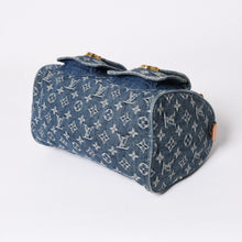 Load the image into the gallery viewer. 新品同様 LOUIS VUITTON ルイヴィトン ネオスピーディ ハンドバッグ M95019 モノグラム デニム インディゴブルー ゴールド金具 中古 4a006512