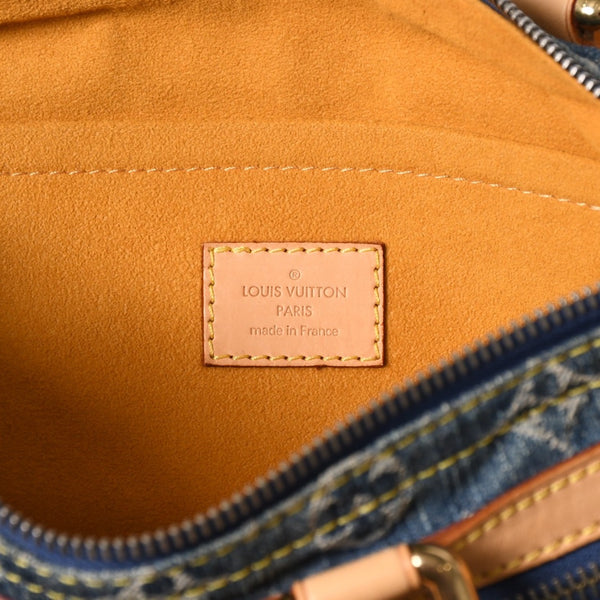 新品同様 LOUIS VUITTON ルイヴィトン ネオスピーディ ハンドバッグ M95019 モノグラム デニム インディゴブルー ゴールド金具 中古 4a006512