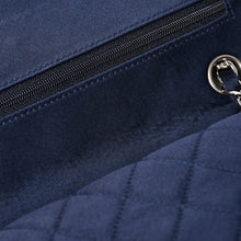 Load the image into the gallery viewer. 極美品 CHANEL シャネル マトラッセ25 Wフラップ Wチェーンショルダーバッグ 12番台 ココマーク サテン スパンコール ネイビー 中古 4a006228
