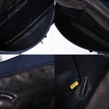 Load the image into the gallery viewer. 極美品 CHANEL シャネル マトラッセ25 Wフラップ Wチェーンショルダーバッグ 12番台 ココマーク サテン スパンコール ネイビー 中古 4a006228